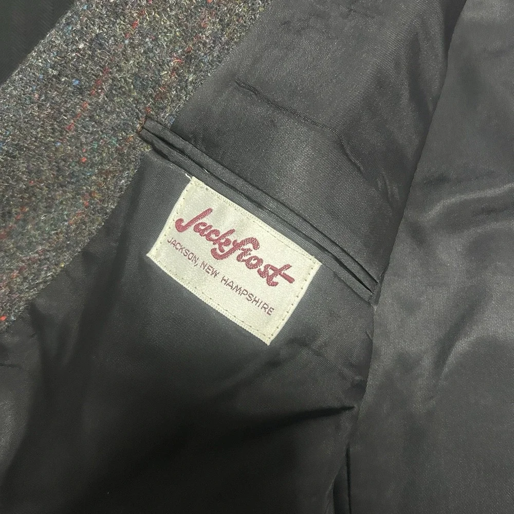 Jack Frost Harris Tweed Sport Coat Blazer 100% Scottish Wool Gray Fleck USA 42R
